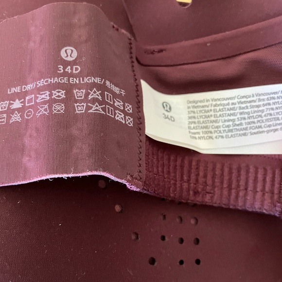 Lululemon AirSupport Bra High Support Size 34D Purple Ultralu Sports Bra Running - Picture 6 of 14